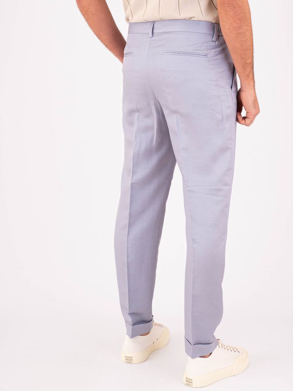 3. Pantalon Devoré pour homme en lin mélangé léger et ajusté Bleu poudre Devorè dvr47c-g1037