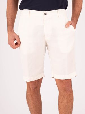 1. Bermuda uomo Berwich in misto lino sartoriale elegante e leggero Ecru'