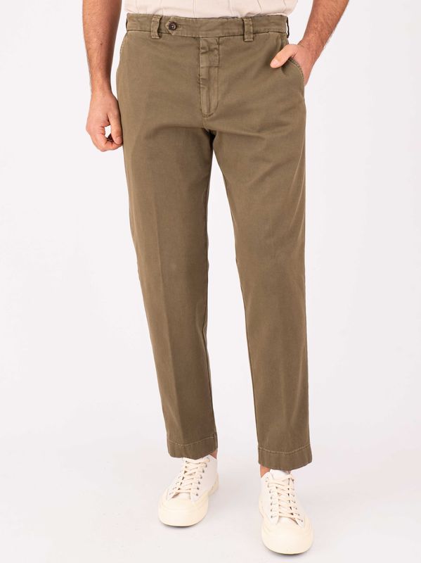 Pantalone uomo Berwich in cotone, Chino sartoriale slim fit elegante Verde Melange Berwich
