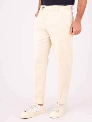 2. Pantalon en coton pour homme Berwich, chino élégant et ajusté Crème