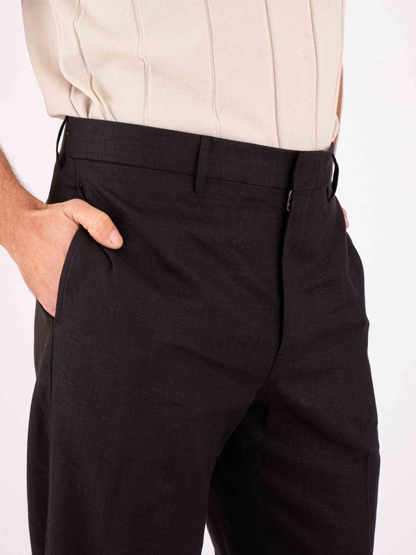 4. Berwich men's elegant tailored trousers in lightweight linen blend fabric Black Berwich pu19lucanolonggt1837