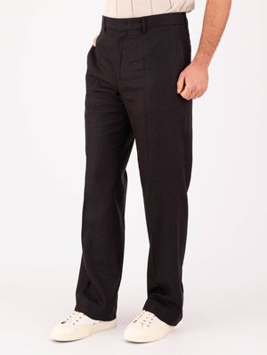 2. Berwich men's elegant tailored trousers in lightweight linen blend fabric Black