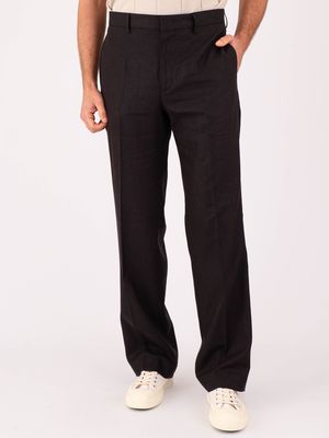 1. Berwich men's elegant tailored trousers in lightweight linen blend fabric Black