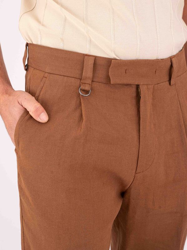 4. Pantalone uomo Paolo Pecora Milano in misto lino leggero e traspirante Marrone Paolo Pecora Milano b1263632