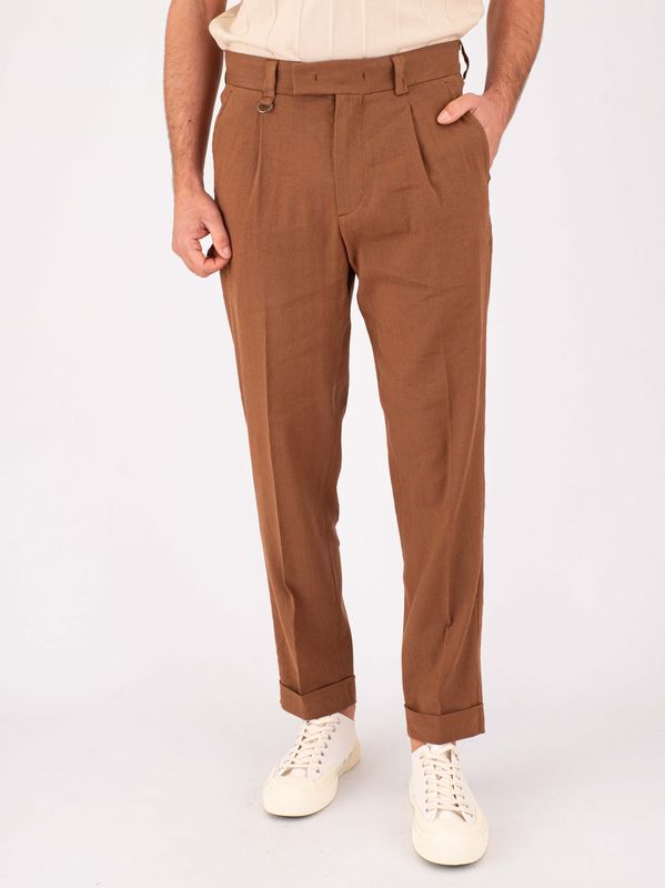 Pantalone uomo Paolo Pecora Milano in misto lino leggero e traspirante Marrone Paolo Pecora Milano