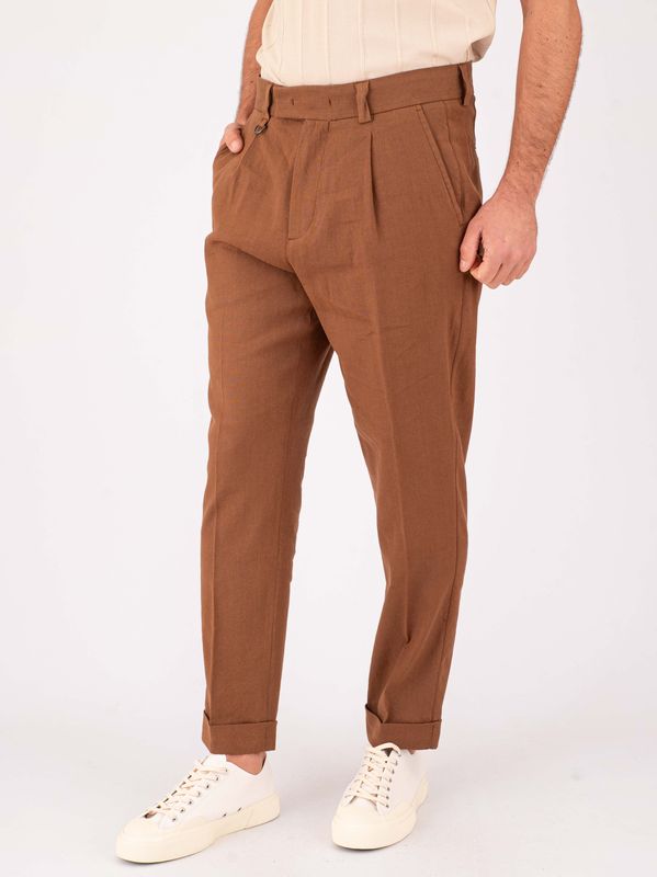 2. Pantalone uomo Paolo Pecora Milano in misto lino leggero e traspirante Marrone Paolo Pecora Milano b1263632
