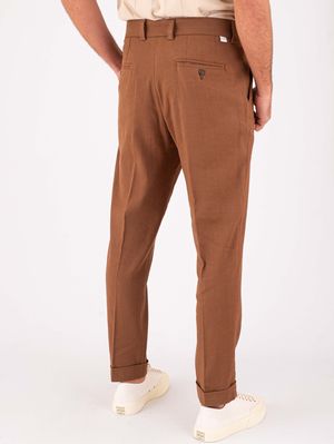 3. Pantalone uomo Paolo Pecora Milano in misto lino leggero e traspirante Marrone