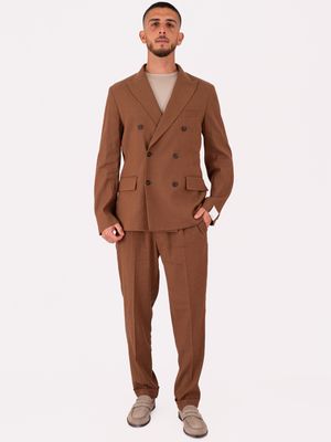 5. Pantalone uomo Paolo Pecora Milano in misto lino leggero e traspirante Marrone