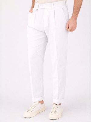2. Pantalone uomo Paolo Pecora Milano in misto lino leggero e traspirante Bianco