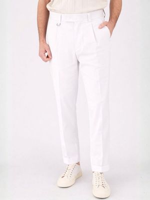 1. Pantalone uomo Paolo Pecora Milano in misto lino leggero e traspirante Bianco