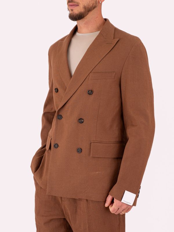 2. Manuel Ritz Men's Jacket, Elegant Double-Breasted Blazer in Lightweight Fabric Brown Paolo Pecora Milano l0113632