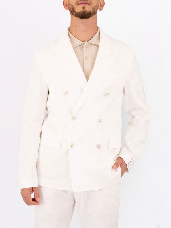 1. Manuel Ritz Men's Jacket, Elegant Double-Breasted Blazer in Lightweight Fabric White Paolo Pecora Milano l0113632