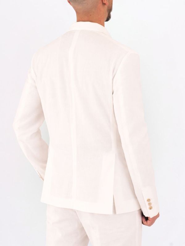 3. Manuel Ritz Men's Jacket, Elegant Double-Breasted Blazer in Lightweight Fabric White Paolo Pecora Milano l0113632