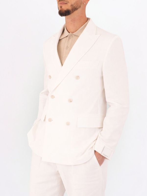 2. Manuel Ritz Men's Jacket, Elegant Double-Breasted Blazer in Lightweight Fabric White Paolo Pecora Milano l0113632