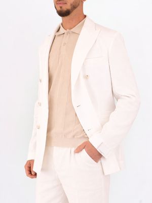 4. Manuel Ritz Men's Jacket, Elegant Double-Breasted Blazer in Lightweight Fabric White