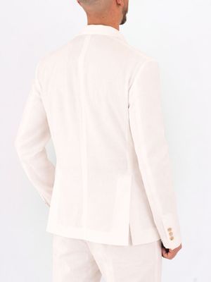 3. Manuel Ritz Men's Jacket, Elegant Double-Breasted Blazer in Lightweight Fabric White