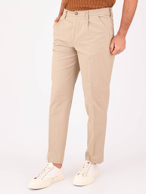 2. Pantalon chino Re-Hash pour homme, coupe slim, élégant, en tissu structuré léger Beige Re-Hash p6160c089