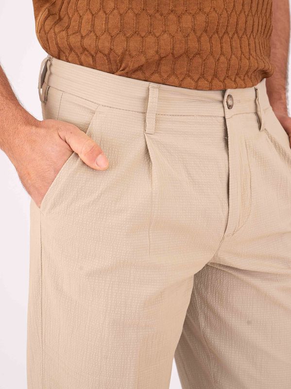 4. Pantalon chino Re-Hash pour homme, coupe slim, élégant, en tissu structuré léger Beige Re-Hash p6160c089