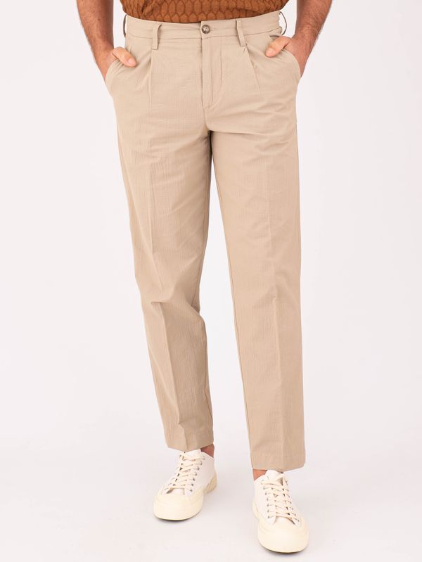 Pantalone uomo Re-Hash Chino slim fit elegante in tessuto leggero strutturato Beige Re-Hash