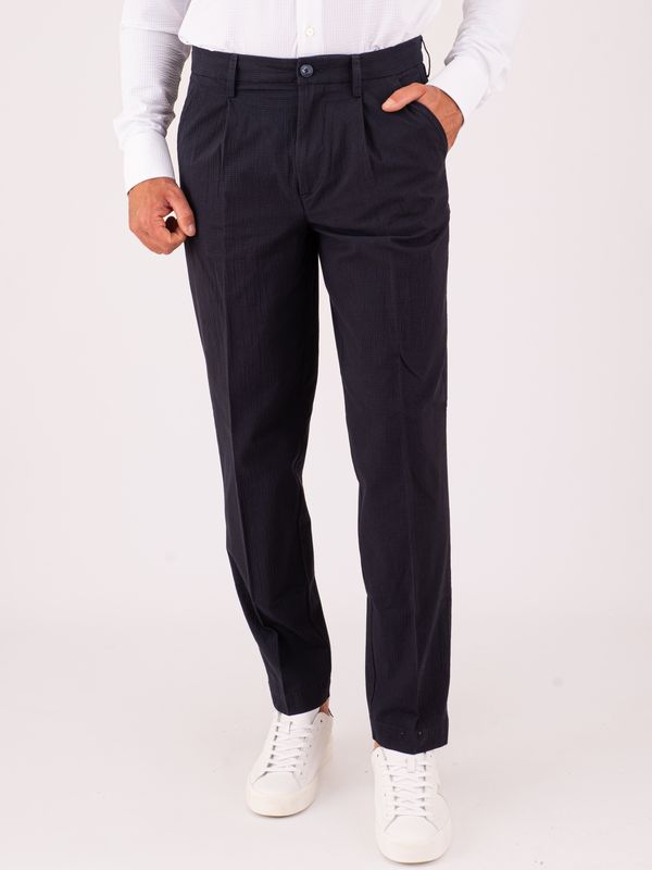 Pantalone uomo Re-Hash Chino slim fit elegante in tessuto leggero strutturato Blu Re-Hash