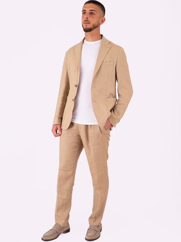 5. Manuel Ritz Men's Jacket in Pure Linen with a light and breathable texture Beige MANUEL RITZ 4032g2728l263144