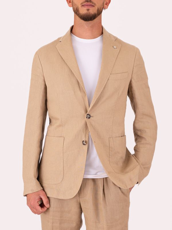 1. Manuel Ritz Men's Jacket in Pure Linen with a light and breathable texture Beige MANUEL RITZ 4032g2728l263144