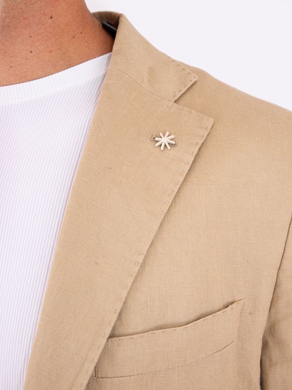 4. Manuel Ritz Men's Jacket in Pure Linen with a light and breathable texture Beige MANUEL RITZ 4032g2728l263144