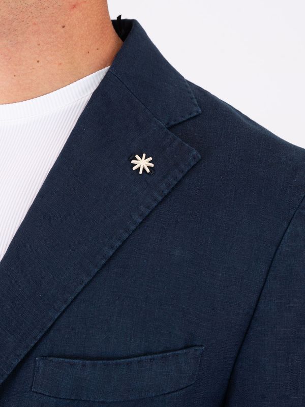 4. Manuel Ritz Men's Jacket in Pure Linen with a light and breathable texture Blue MANUEL RITZ 4032g2728l263144