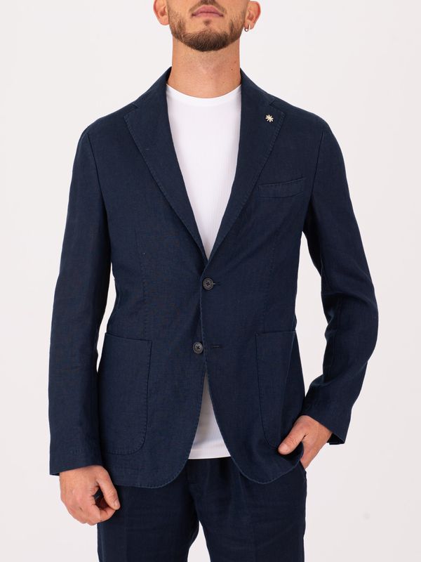 Giacca Uomo Manuel Ritz in Puro Lino dalla texture leggera e traspirante Blu MANUEL RITZ