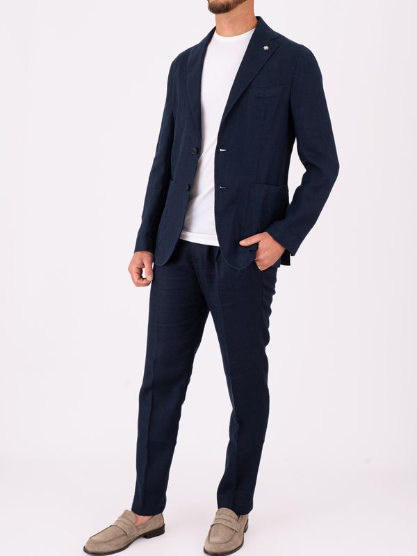 5. Manuel Ritz Men's Jacket in Pure Linen with a light and breathable texture Blue MANUEL RITZ 4032g2728l263144