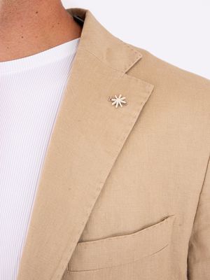 4. Manuel Ritz Men's Jacket in Pure Linen with a light and breathable texture Beige