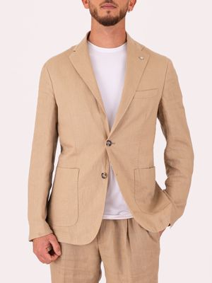 1. Manuel Ritz Men's Jacket in Pure Linen with a light and breathable texture Beige