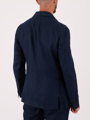 3. Manuel Ritz Men's Jacket in Pure Linen with a light and breathable texture Blue
