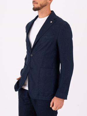 2. Manuel Ritz Men's Jacket in Pure Linen with a light and breathable texture Blue
