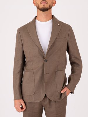 1. Manuel Ritz Men's Jacket in Pure Linen with a light and breathable texture Turtledove