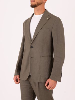 2. Manuel Ritz Men's Jacket in Pure Linen with a light and breathable texture Green