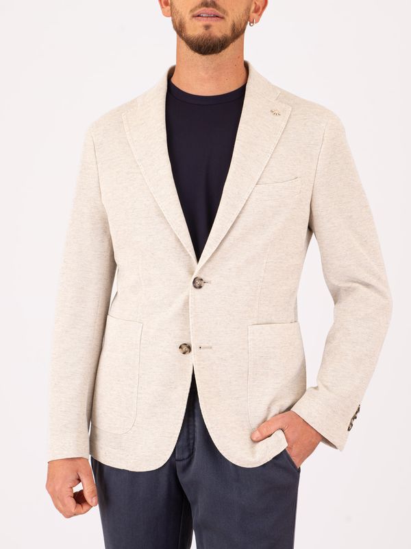 1. Manuel Ritz Men's Jacket in Cotton Blend and Technical Fabric Light Beige MANUEL RITZ 4032g2728m263170