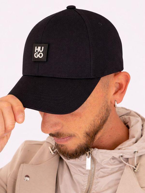 1. Cappello Uomo HUGO in Twill di Cotone con Logo in Metallo Nero Hugo 50539554