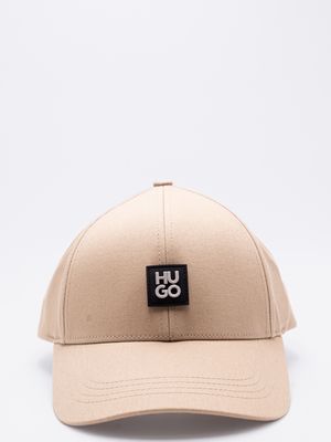 2. Cappello Uomo HUGO in Twill di Cotone con Logo in Metallo Beige