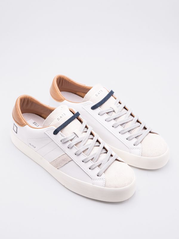1. Sneakers Uomo D.A.T.E. Hill Low Calf WB Bianco Beige D.A.T.E. m441-hl-ca-wi