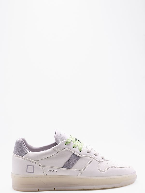 2. Sneakers Uomo D.A.T.E. Court 2.0 Vintage Calf WG Bianco Grigio D.A.T.E. m441-c2-vc-wy