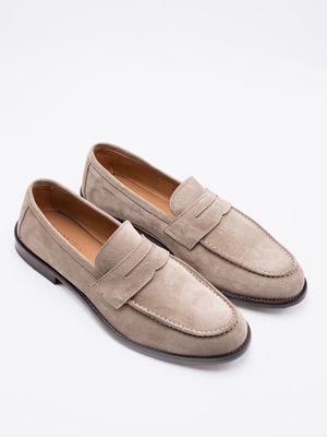1. Marechiaro 1962 Men's Suede Loafers with Leather Sole Light Beige