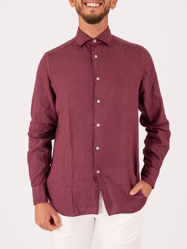 Xacus Men's Shirt in Pure Linen, lightweight and breathable fabric Eggplant Xacus