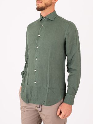 2. Camicia Uomo Xacus in Puro Lino Evolution-Regular tessuto leggero e traspirante Verde