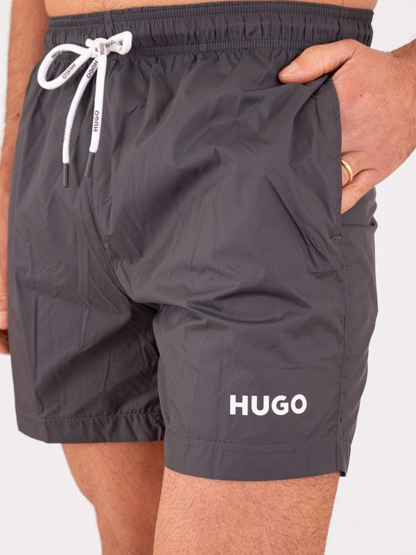4. Boxer Mare Uomo HUGO con Logo a Contrasto e Asciugatura Rapida Grigio Hugo 50469312