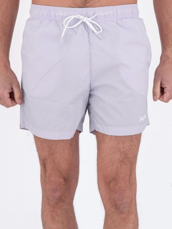 HUGO Men's Swim Boxer Shorts with Contrasting Logo and Quick Drying Lilac Hugo