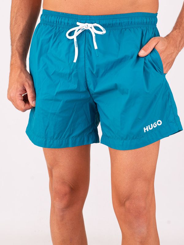 HUGO Men's Swim Boxer Shorts with Contrasting Logo and Quick Drying Octane Hugo