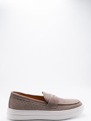 2. Mocassini Uomo Marechiaro 1962 in Camoscio Intrecciato con Suola Light Beige
