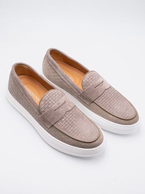 1. Mocassini Uomo Marechiaro 1962 in Camoscio Intrecciato con Suola Light Beige