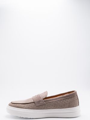 3. Mocassini Uomo Marechiaro 1962 in Camoscio Intrecciato con Suola Light Beige
